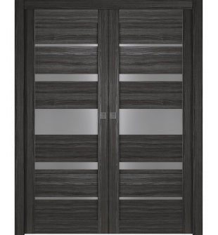 Kina Vetro Gray Oak Double Pocket Doors