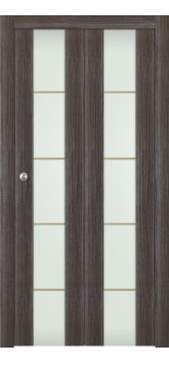 Palladio 202 4H Gold Strips Vetro Gray Oak Bi-fold Doors