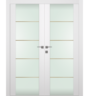 Palladio 202 4H Gold Strips Vetro Bianco Noble Double Doors