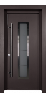 MODERN FRONT STEEL DOOR ARGOS BROWN/WHITE 37 2/5" X 81 1/2" RHI + HARDWARE