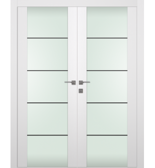Palladio 202 4H Black Vetro Bianco Noble Double Doors