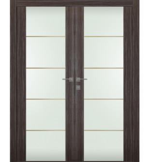 Palladio 202 4H Gold Strips Vetro Gray Oak Double Doors